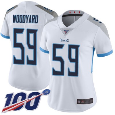 Nike Tennessee Titans #59 Wesley Woodyard White Women's Stitched NFL 100th Season Vapor Limited Jersey